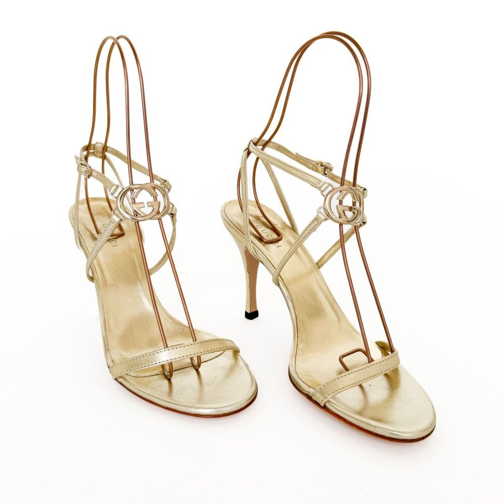 Gucci Metallic Gold High Heel Sandals